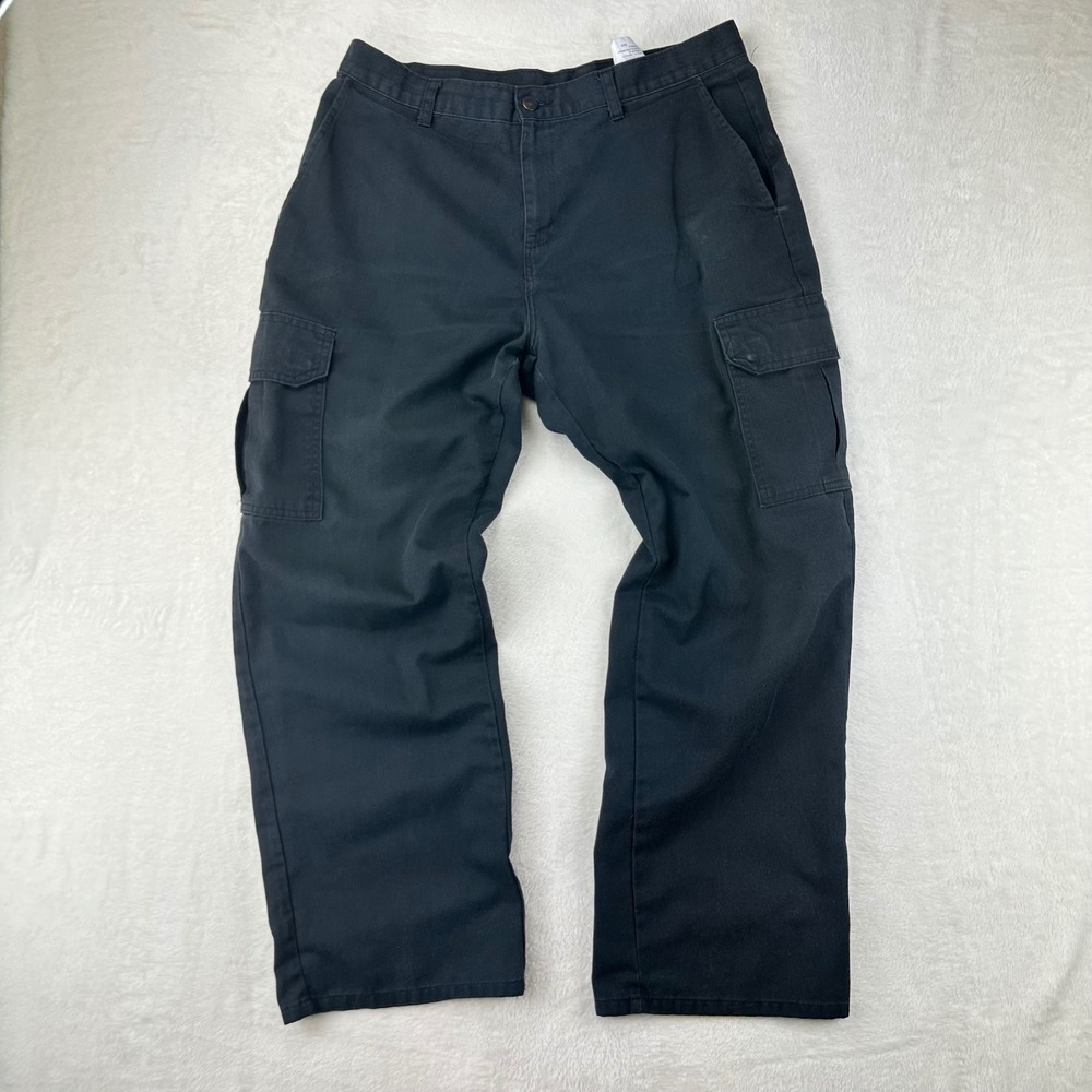 Genuine Dickies Cargo Pants Mens Straight 34x30 Black Utility Workwear‎ Twill